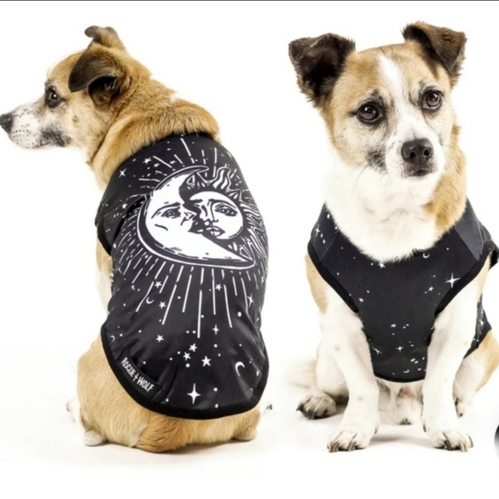 Rogue + Wolf ✦ Sun & Moon Pet Vest ✦ Black Vegan Pullover Celestial Print NWT